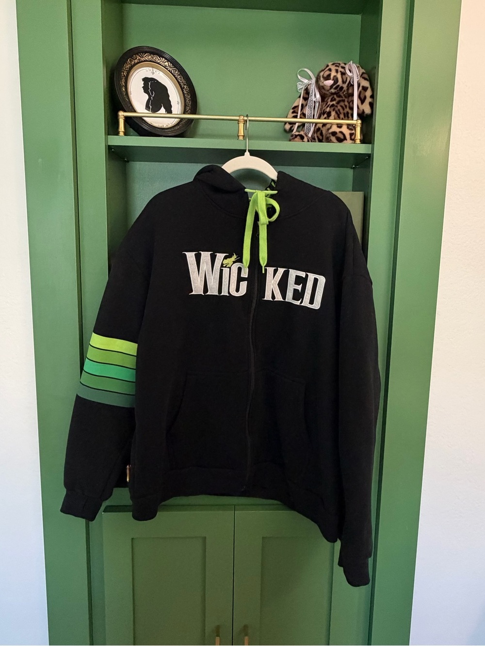 Wicked Black Zip-Up Hoodie with Neon Green Accents